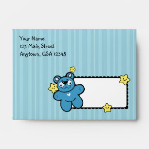 A6 Blue Teddy Bear Striped Baby Shower Envelopes