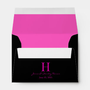 A6 Enveloppes de Mariage de Monogramme rose et noi