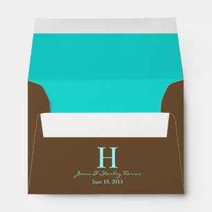A6 Enveloppes de Mariage Monogramme bleu et Brown
