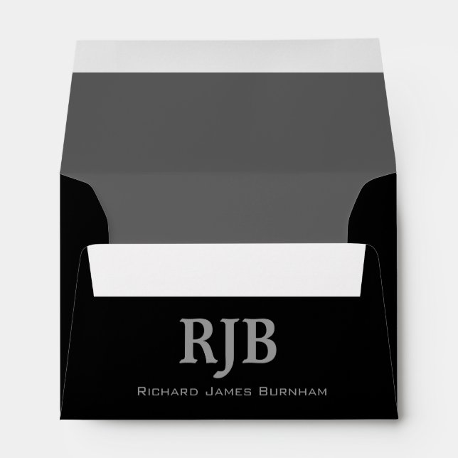 A6 Enveloppes monogrammes en noir et gris (Dos (Bas))