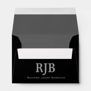 A6 Enveloppes monogrammes en noir et gris