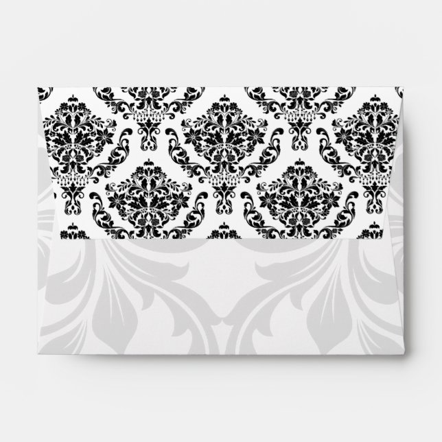 A6 Enveloppes noir et blanc pour volets Damas (Dos (Haut rabat))