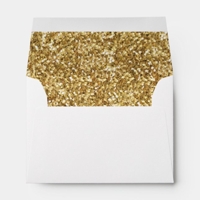 A6 Gold Glitter White Envelope (6.5" x 4.75") (Back (Bottom))