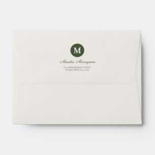 #A6 - Green & Cream Monogram (Green inside) Envelope