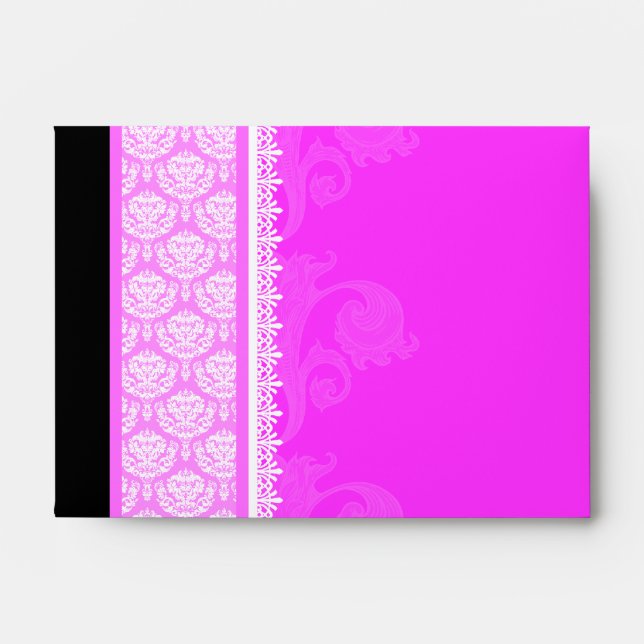 A6 Hot Pink One-Side Damask Envelopes (Front)