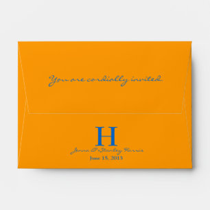 A6 Orange & Blue Monogram Wedding Envelopes