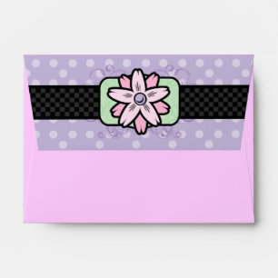 A6 Purple and Pink Polka Dot Flower Envelopes