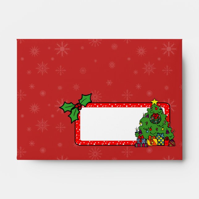 A6 Red Christmas Tree Holiday Envelopes (Front)
