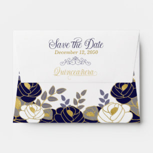 A6 Save the Date Quinceanera Navy Blue Envelope