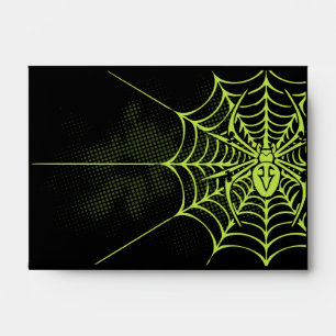 A6 Spider Web Black Green Halloween Envelopes
