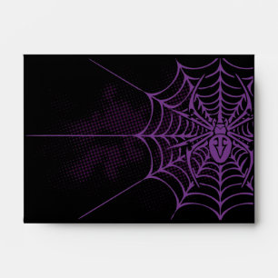 A6 Spider Web Black Purple Halloween Envelopes