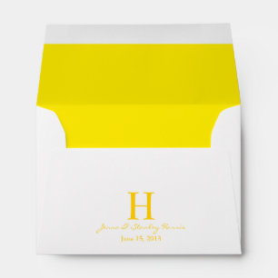 A6 White & Yellow Monogram Wedding Envelopes