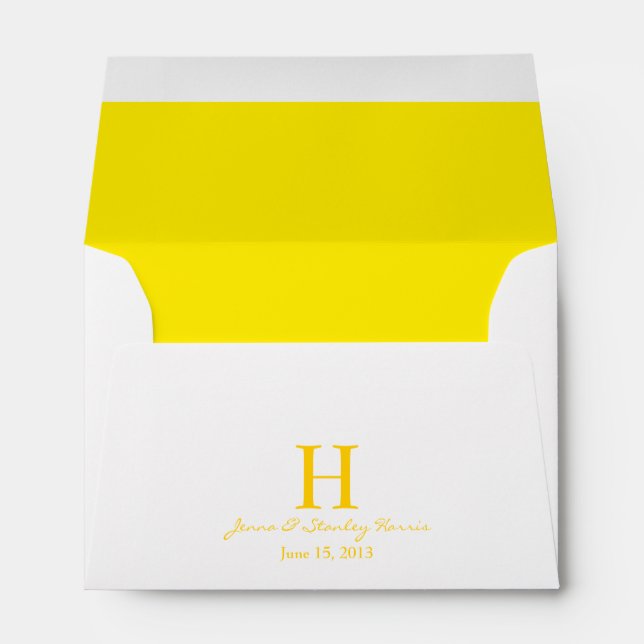 A6 White & Yellow Monogram Wedding Envelopes (Back (Bottom))