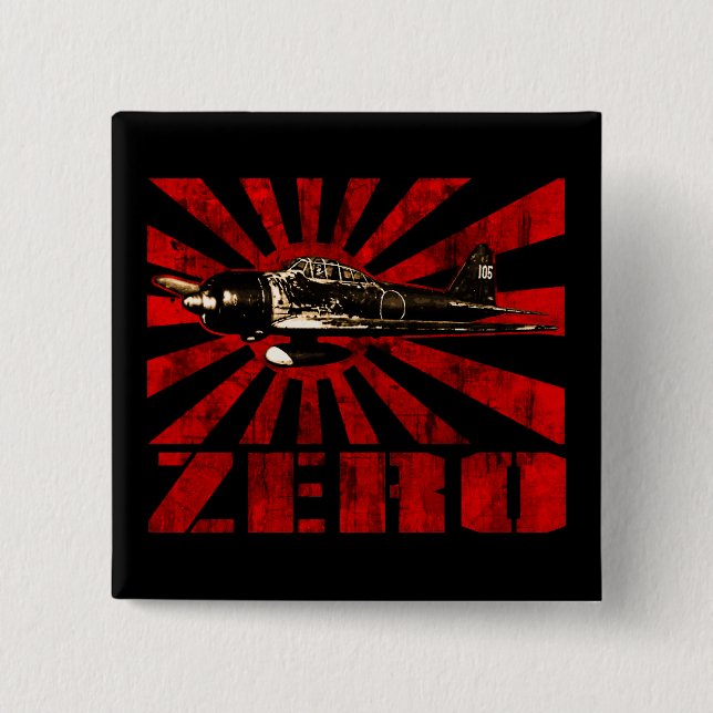 A6M Zero 2 Inch Square Button (Front)