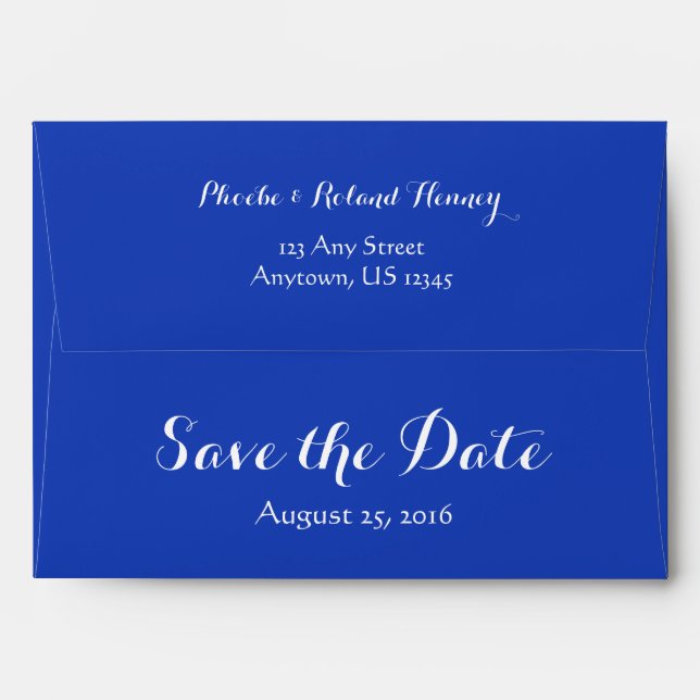 A7 5x7 Blue White Save The Date Envelope (Back (Top Flap))