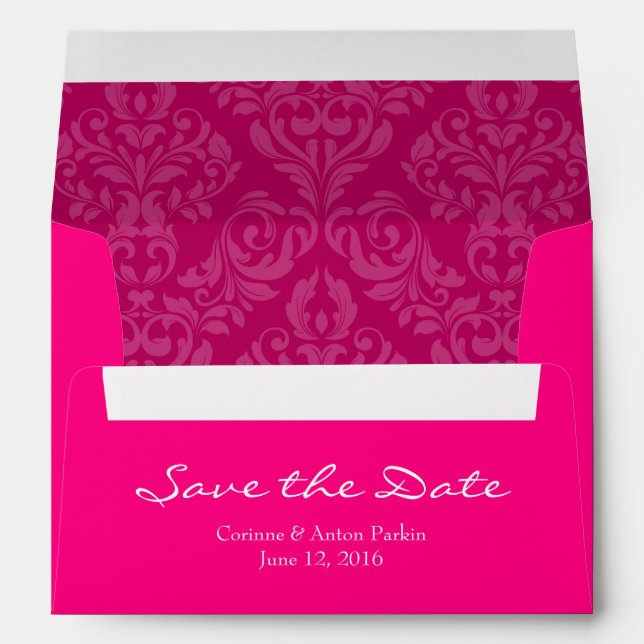 A7 5x7 Hot Pink Enregistrer les enveloppes de date (Dos (Bas))