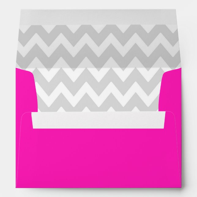 A7 5x7 Hot Pink White Grey Chevron Envelopes (Back (Bottom))