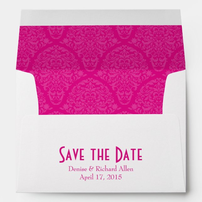 A7 5x7 Hot Pink White Save the Date Envelopes (Back (Bottom))