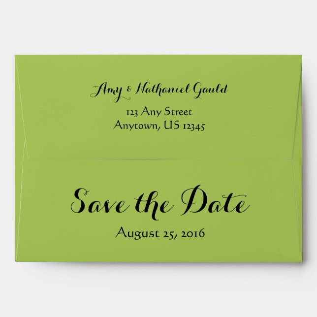 A7 5x7 Lime Green Save The Date Envelopes (Back (Top Flap))