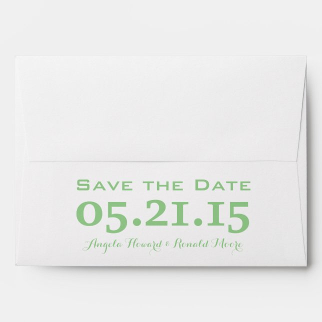 A7 5x7 Mint Sage White Save the Date Envelopes (Back (Top Flap))