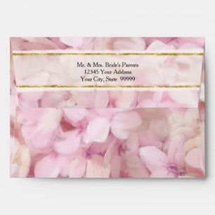 A7 5x7 Modern Pink Gold Floral Hydrangeas Wedding Envelope