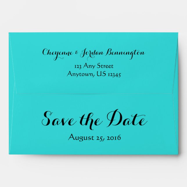 A7 5x7 Teal Turquoise Save The Date Envelopes (Back (Top Flap))