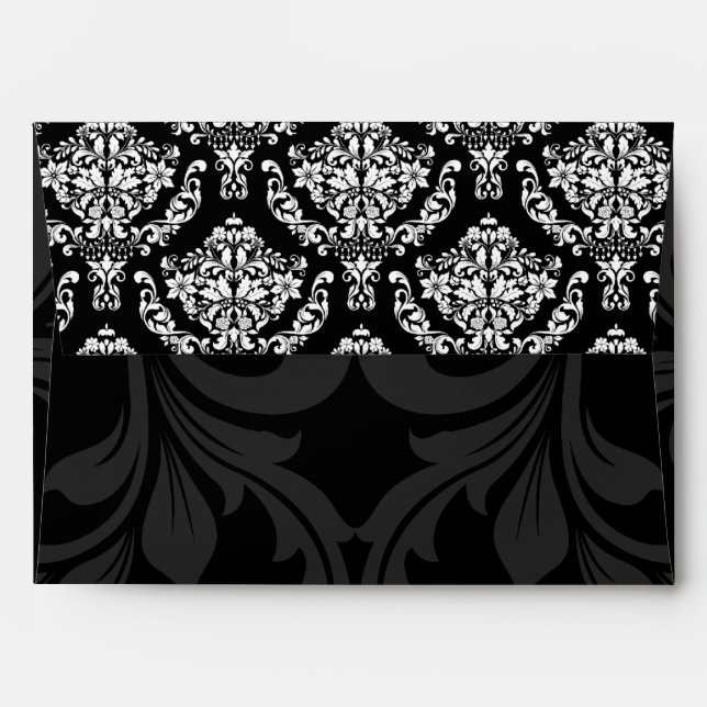 A7 Black and White Damask Flap Envelopes (Back (Top Flap))