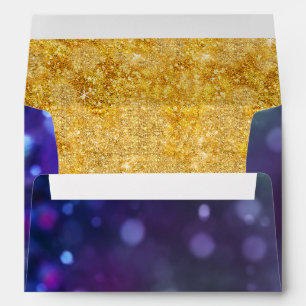 A7 Blue Purple Colour Bokeh Gold Glitter Sparkle Envelope