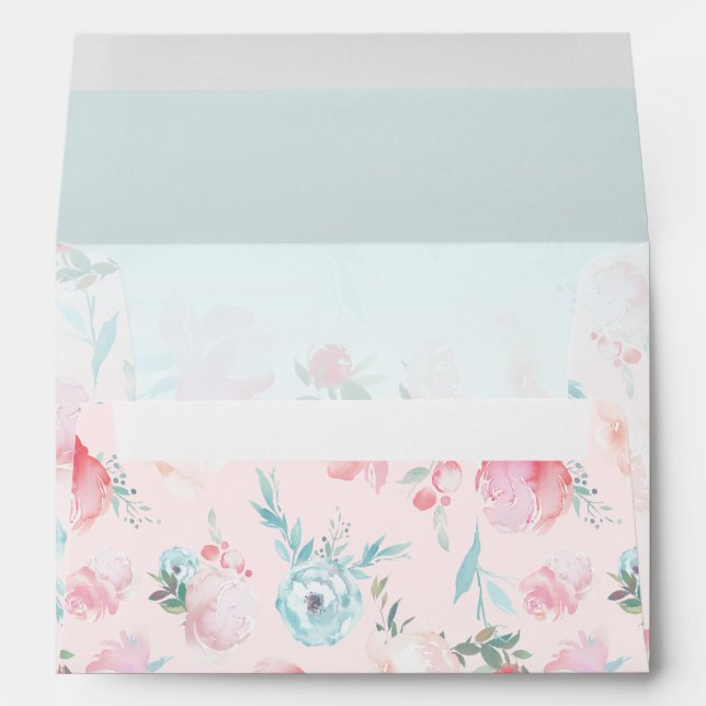 A7 Chic Pink French Garden Floral 5x7 Wedding Envelope (Back (Bottom))