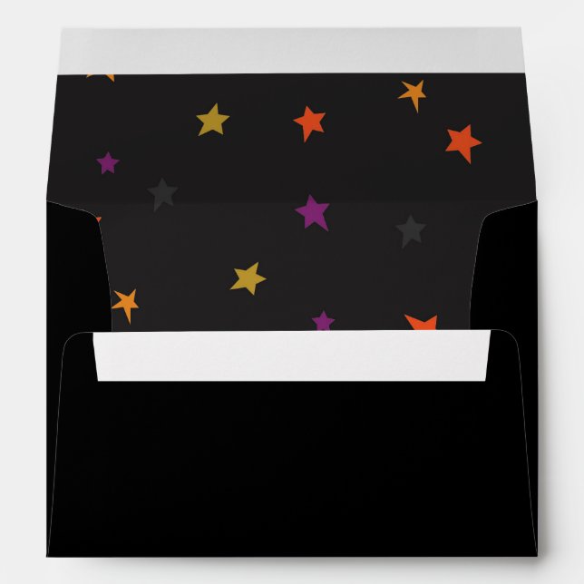 A7 Enveloppe noire des étoiles d'Halloween (7,25 p (Dos (Bas))