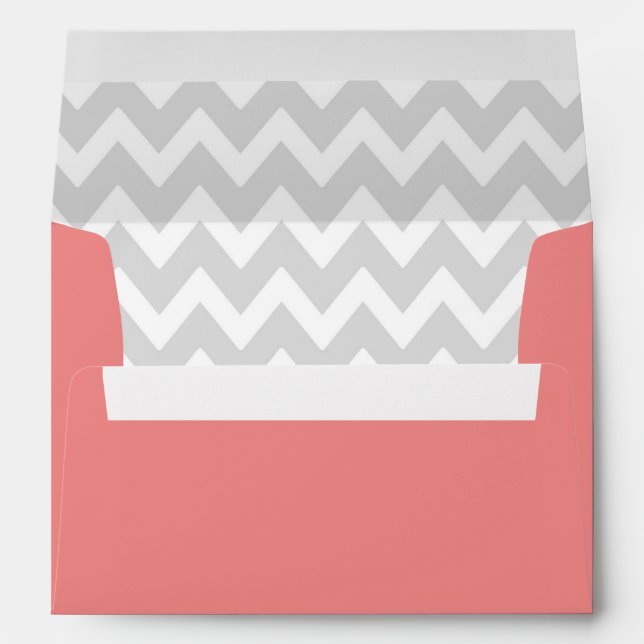 A7 Enveloppes Chevron Gris Blanc Corail 5x7 (Dos (Bas))