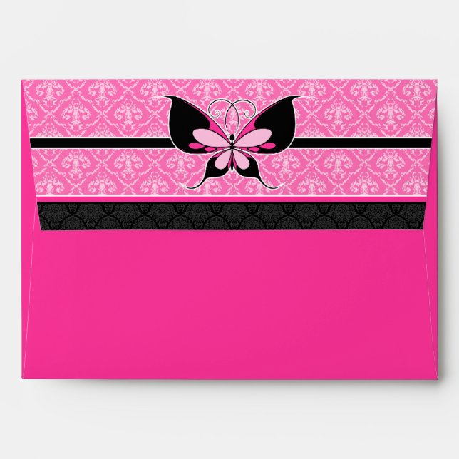 A7 Enveloppes Damas pour papillon rose chaud (Dos (Haut rabat))