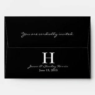 A7 Enveloppes de Mariage Monogramme noir et blanc