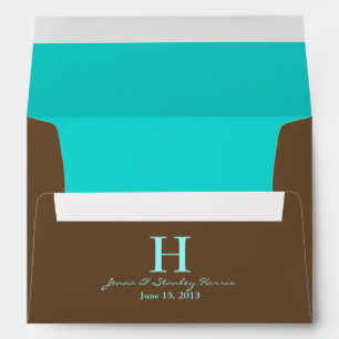 A7 Enveloppes de Mariage Monogramme Turquoise et B
