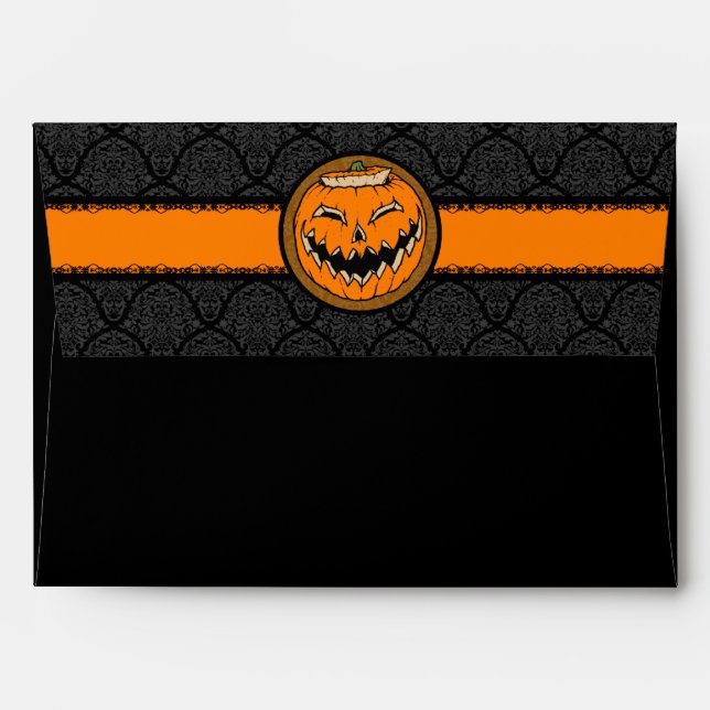 A7 Enveloppes Hallowen Damask Jack-o'-lantern (Dos (Haut rabat))