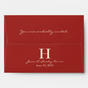 A7 Enveloppes Mariages de monogramme rouge et crèm