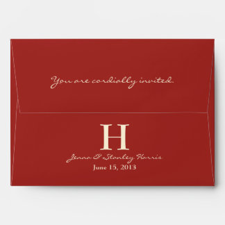 A7 Enveloppes Mariages de monogramme rouge et crèm