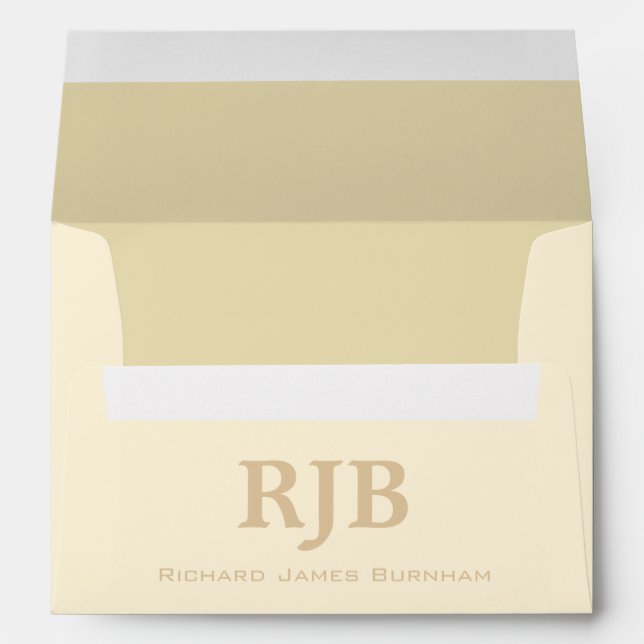 A7 Enveloppes monogrammes en ivoire beige de crème (Dos (Bas))