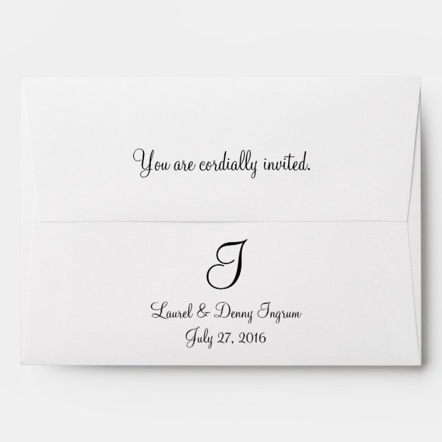 A7 Enveloppes simples de Mariage Monogramme simple (Dos (Haut rabat))
