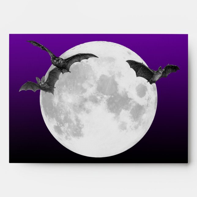 A7 Full Moon with Bats Invitation Envelope (Front)