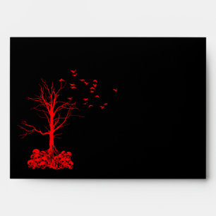 A7 Gothic Skull Tree Black Red Halloween Envelopes