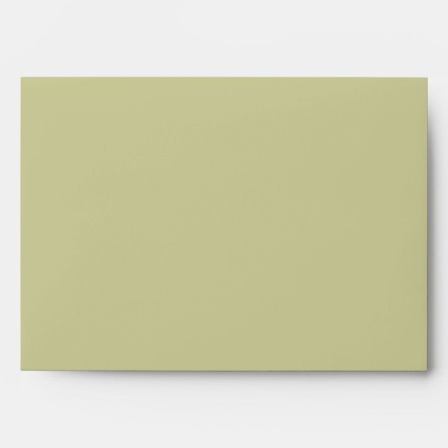 A7 Light Sage Green Damask Flap Monogram Envelopes (Front)