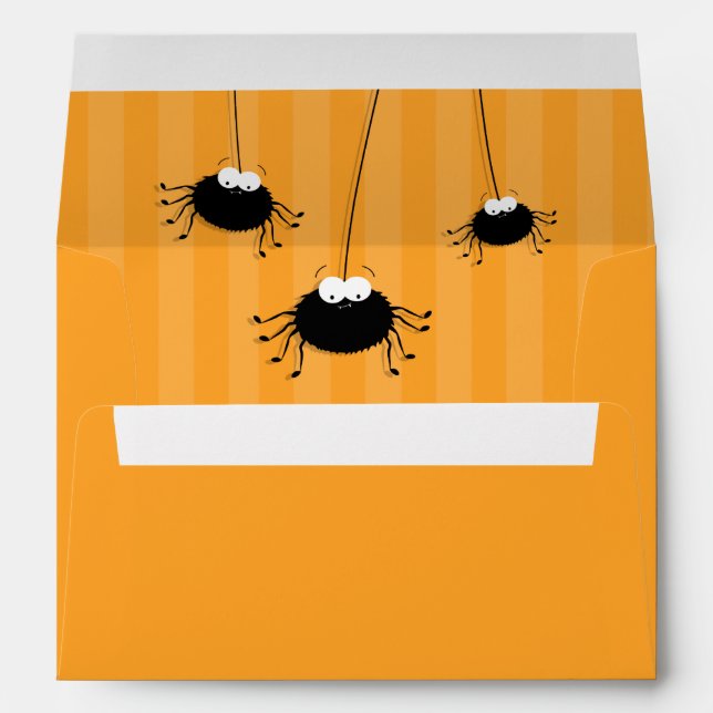 #A7 Orange Stripe Spiders| Enveloppe Halloween (Dos (Bas))