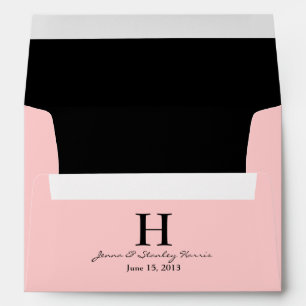 A7 Pink & Black Monogram Wedding Envelopes