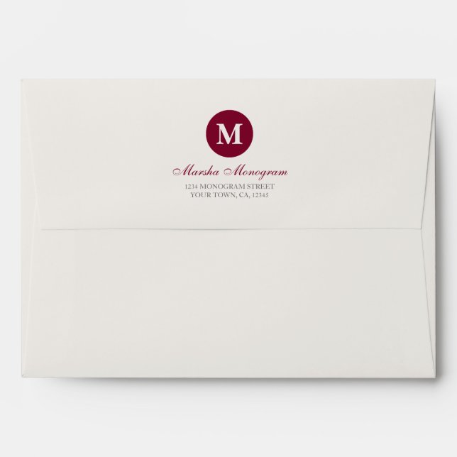 #A7 - Red & Cream Monogram (Red inside) Envelope (Back (Top Flap))