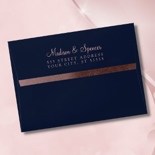 A7 Rose Gold Foil Return Address Wedding Mailing Envelope