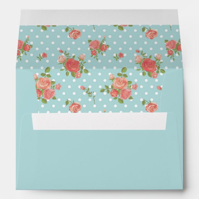 A7 Shabby Chic Blue Rose Envelope (Back (Bottom))
