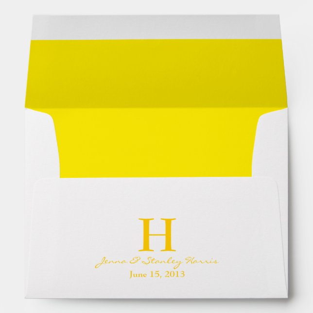 A7 White & Yellow Monogram Wedding Envelopes (Back (Bottom))