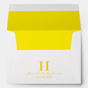A7 White & Yellow Monogram Wedding Envelopes