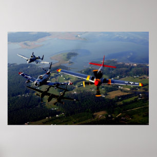 A-10, F-86, P-38 et P-51 Affiche de formation du p